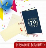 Pop Up 3D Karte, Geburtstagskarte, Glückwunsch karte Gutschein, 70.Geburtstag, N25
