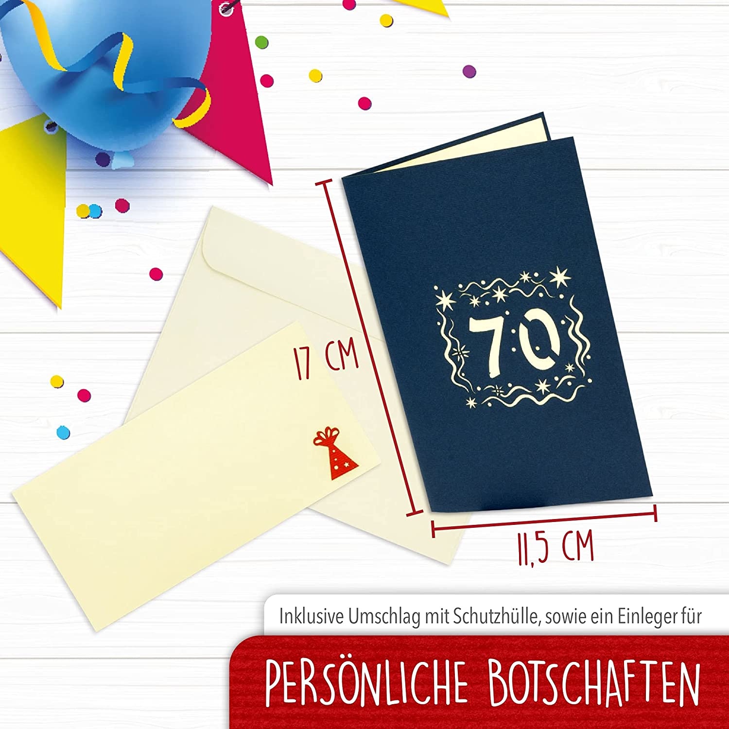 LINPOPUP Pop Up 3D Card, Birthday Card, Congratulations Card Voucher, 70th Birthday, LIN17271, LINPopUp®, N25