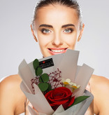 LIN FlowerBag Deluxe, Handgemachter Blumenstrauß, inkl. LIN Pop Up Karte, als Geschenk zum Geburtstag, Muttertag, Jubiläum, Gute Besserung, Danke, Glückwunsch, 1 Rose