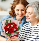 LIN FlowerBag Deluxe, Handgemachter Blumenstrauß, inkl. LIN Pop Up Karte - als Geschenk - Geburtstag - Muttertag - Jubiläum - Gute Besserung - Danke - Glückwunsch - 5 Rosen