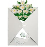 LINPOPUP LIN Pop-Up Blumenstrauß, Handgemachter Papierblumenstrauß inkl. Vase u. Unterteller, als Geschenk zum Geburtstag, Muttertag, Jubiläum, Gute Besserung, Danke, Papierblumenstrauß- Margeriten, LIN17906, LINPopUp®, N804