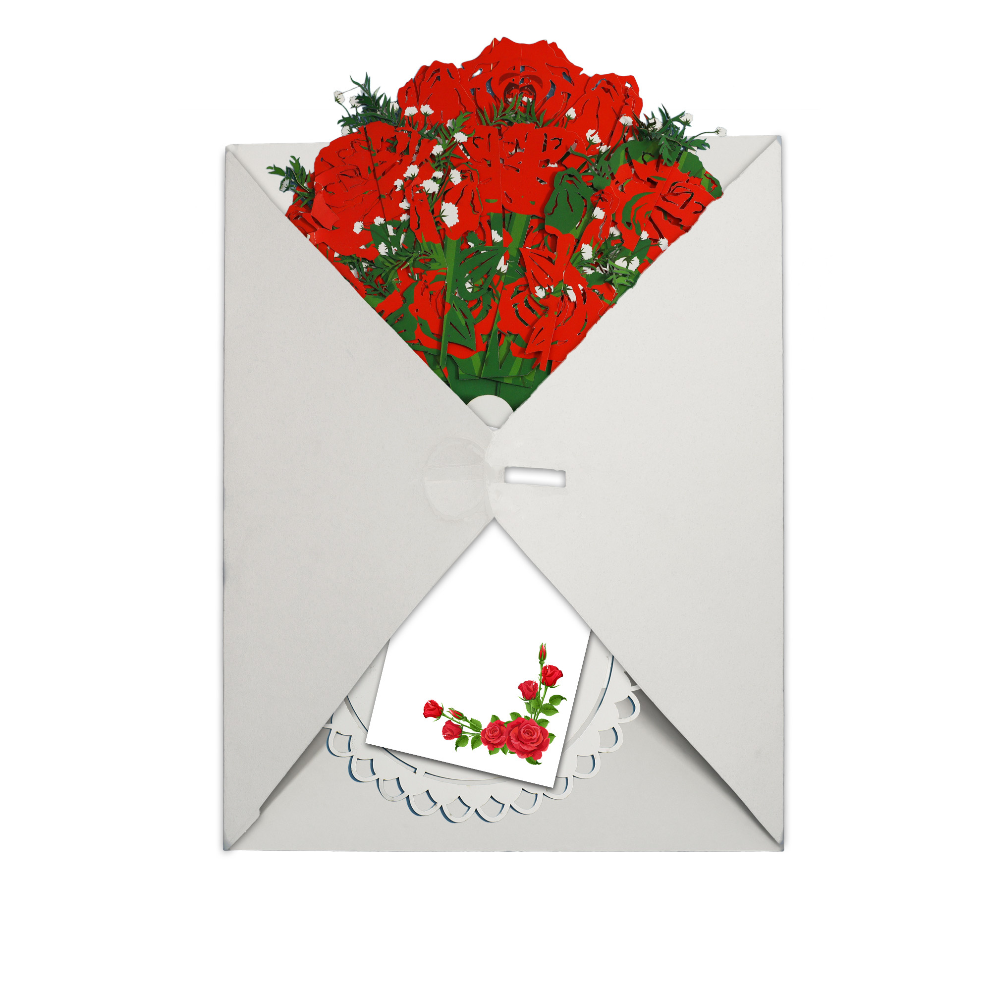 LINPOPUP LIN Pop Up Blumenstrauß, Handgemachter Blumen aus Papier inkl. Vase u. Unterteller, als Geschenk zum Geburtstag, Muttertag, Gute Besserung, Danke, Papierblumenstrauß -Rosenstrauß, LIN17900, LINPopUp®, N800