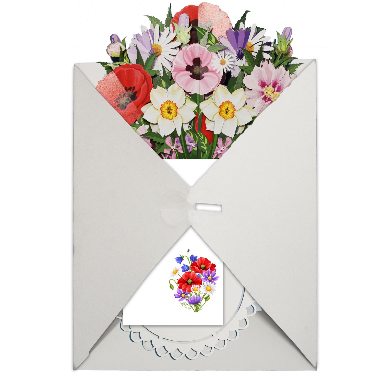 LINPOPUP pop up flowers bouquet, handmade paper flowers incl. vase & saucer, as a gift for birthday, mother's day, anniversary, get well soon, thank you, paper bouquet, LIN17907, LINPopUp®, N802