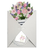 LINPOPUP LIN pop-up bouquet, handmade paper flowers incl. vase and saucer, as a gift for birthday, Mother's Day, anniversary, get well soon, thank you, paper bouquet, ranunculus, LIN17903, LINPopUp®, N801