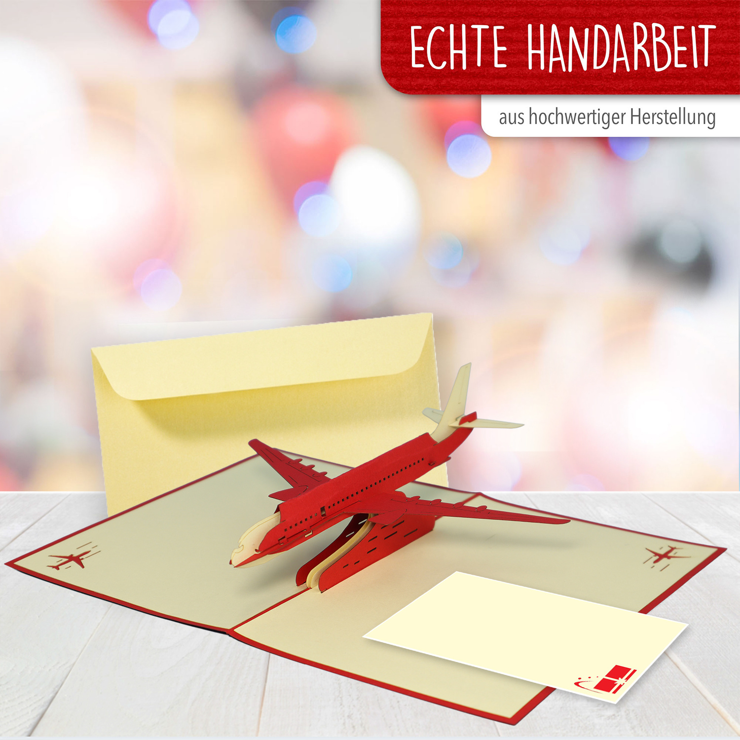 LINPOPUP Pop Up 3D Card, Birthday Card, Congratulations Card, Gift Certificate, Airplane, LIN17386, LINPopUp®, N263