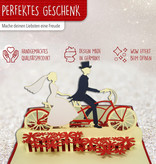 LINPOPUP Pop Up 3D Karte, Hochzeitskarten, Hochzeitseinladung, Brautpaar Fahrrad, LINPopUp®, N88