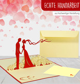 LINPOPUP Pop Up 3D Card, Wedding Invitation, Wedding Card, Bridal Couple Flowers, LINPopUp®, N74