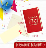 Pop Up 3D Karte, Geburtstagskarte, Glückwunsch karte Gutschein, 70.Geburtstag, N24