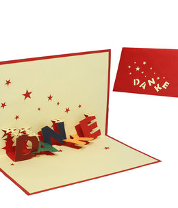 LINPOPUP Pop Up Card, 3D Card, "Thanks" Stars, N30