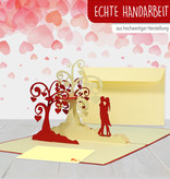 LINPOPUP Pop Up 3D Karte, Valentinskarte, Hochzeitseinladung, Hochzeitskarte, Paar unter Herzbäumen, LINPopUp®, N64