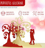 LINPOPUP Pop Up 3D Karte, Valentinskarte, Hochzeitseinladung, Hochzeitskarte, Paar unter Herzbäumen, LINPopUp®, N64