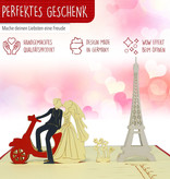 LINPOPUP Pop Up 3D Card, Wedding Invitation, Wedding Card, Bride and Groom Paris, LINPopUp®, N80
