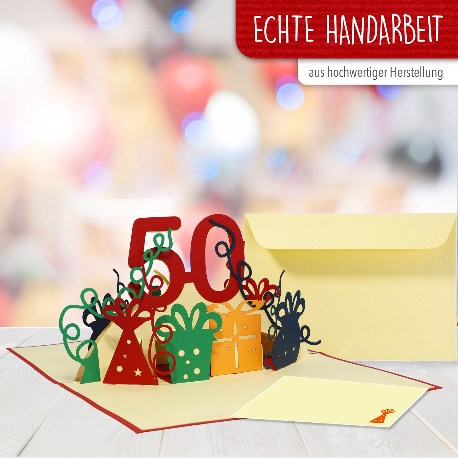POP UP 3D birthday card to your 50th birthday red (Nr.20)