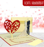 LINPOPUP Pop Up 3D Card, Wedding Card, Wedding Invitation, Bridal Couple Heart Tree, LIN17556, LINPopUp®, N312