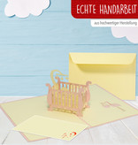 LINPOPUP Pop Up 3D Karte, Geburtskarte, Glückwunsch zur Geburt, Babybett, LINPopUp®, N98