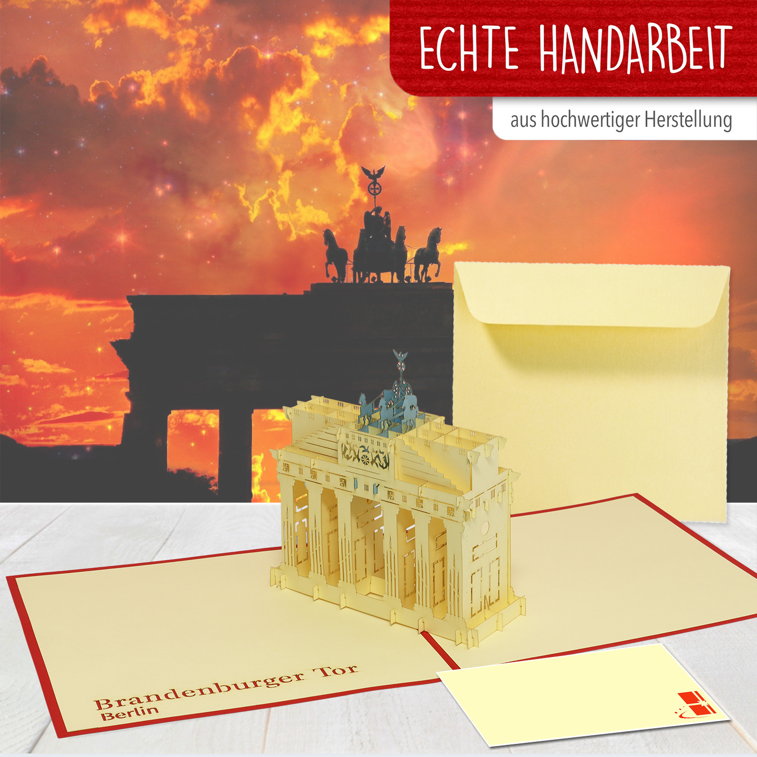 LINPOPUP Pop Up 3D Card, Greeting Card, Travel Voucher, Brandenburg Gate Berlin, LINPopUp®, N172