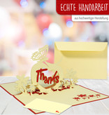 LINPOPUP Pop Up 3D Karte, Dankeskarte, Glückwunsch karte, Gutschein, Thanks Herz, LINPopUp®, N32