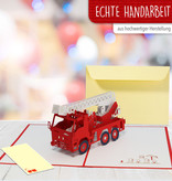 LINPOPUP Pop Up 3D Card, Birthday Card, Greeting Card, Children Birthday, Fire Truck, LINPopUp®, N216