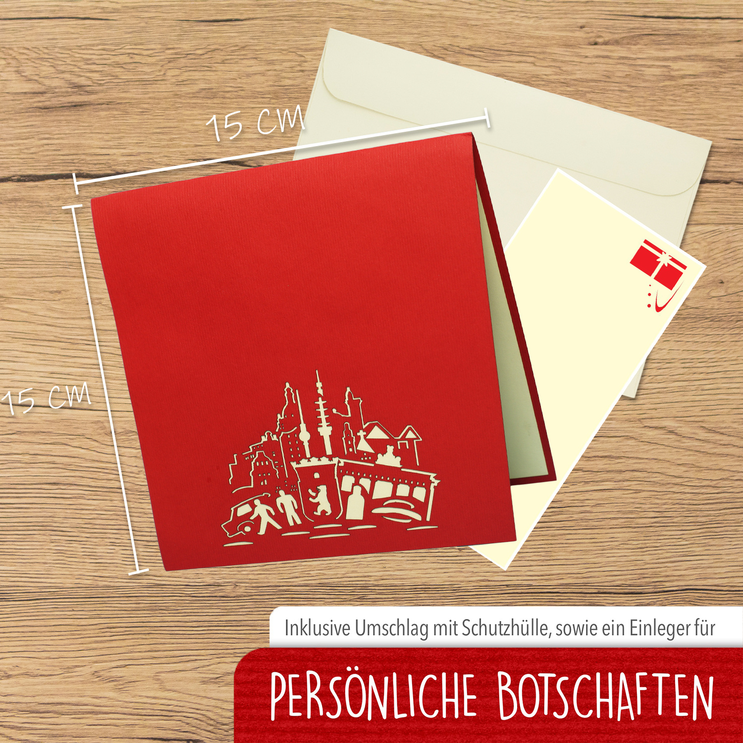 LINPOPUP Pop Up 3D Card, Berlin, Greeting Card, Travel Voucher, East Germany, LIN17219, LINPopUp®, N191