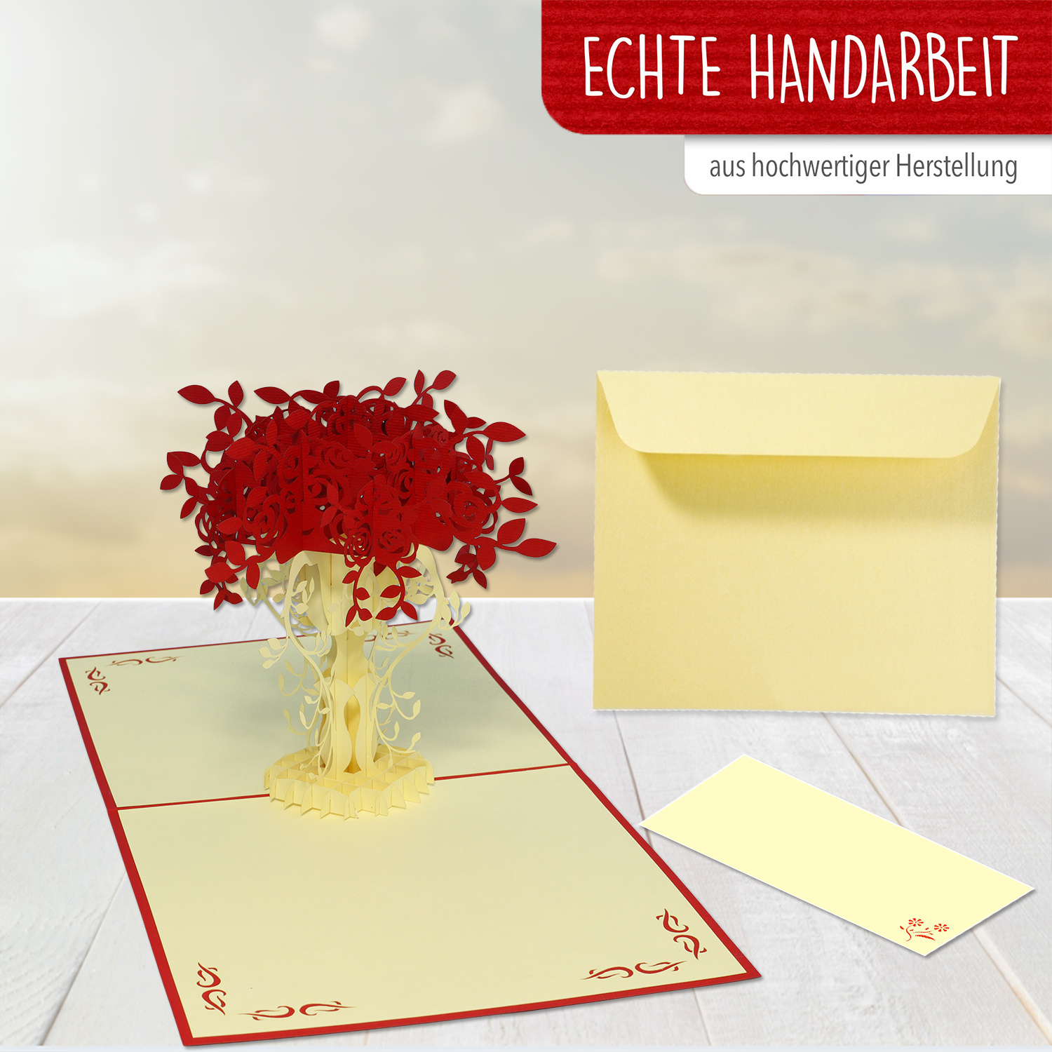 LINPOPUP Pop Up 3D Karte, Geburtstagskarte, Glückwunschkarte Muttertag, Blumen Rosen, LINPopUp®, N45