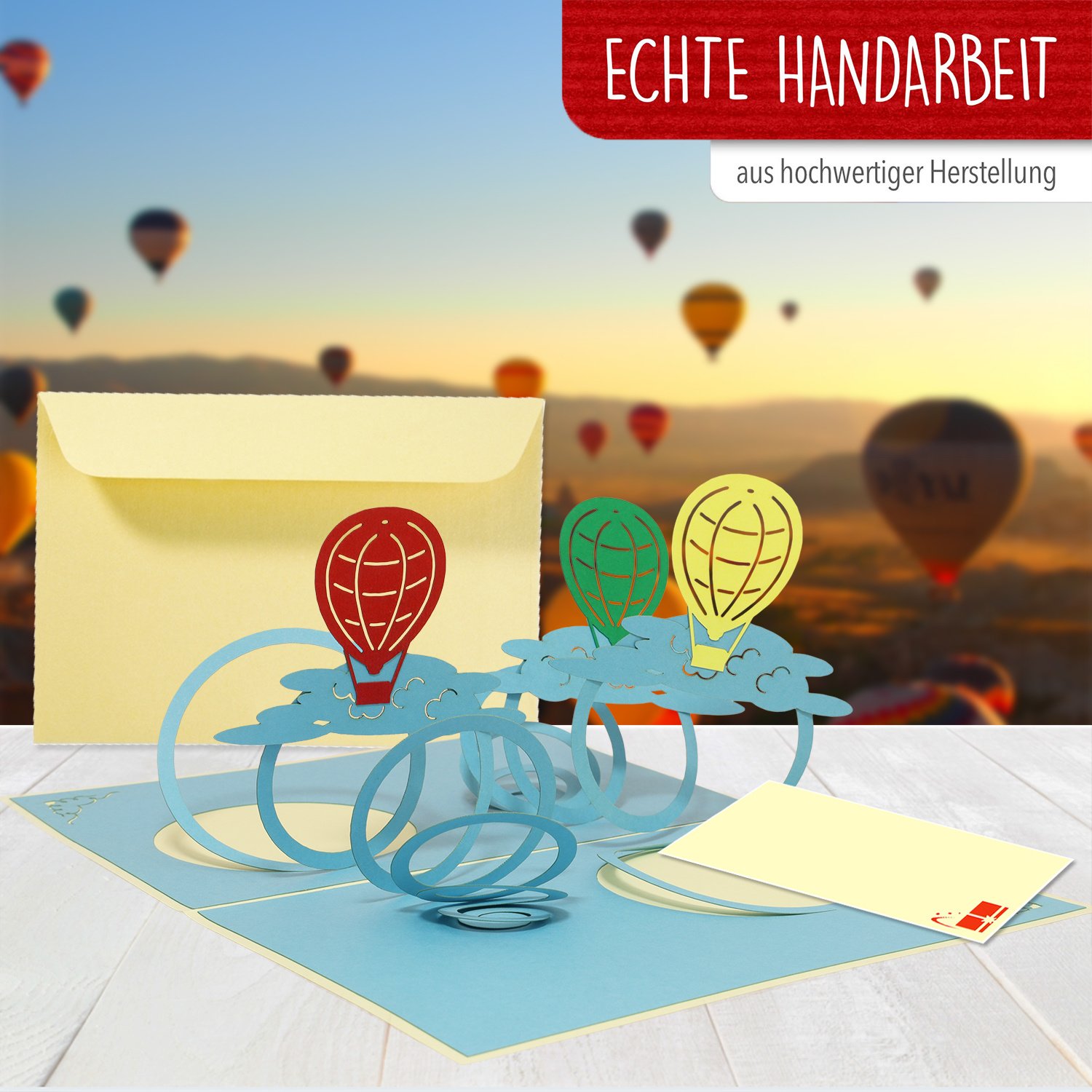 LINPOPUP Pop Up 3D Karte, Geburtstagskarten,Glückwunsch karte, Reisegutschein, Heißluftballons, LIN17160, LINPopUp®, N151