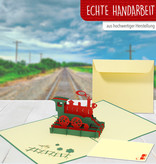 Pop Up 3D Karte, Geburtstagskarten,Glückwunsch karte, Lokomotive, N152