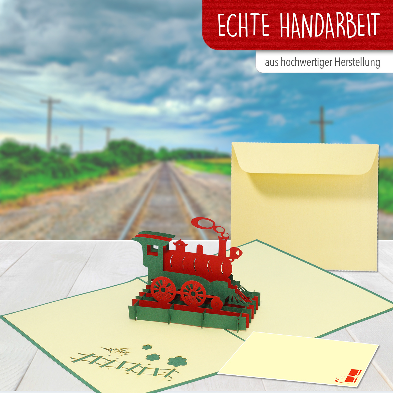 LINPOPUP Pop Up 3D Karte, Geburtstagskarten,Glückwunsch karte, Lokomotive, LIN17182, LINPopUp®, N152