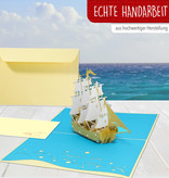 LINPOPUP Pop Up 3D Karte, Geburtstagskarte, Glückwunsch karte, Gutschein, Segelschiff, LINPopUp®, N116