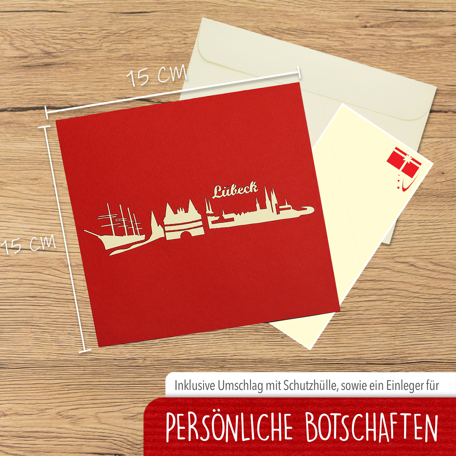 LINPOPUP Pop Up 3D Card, Greeting Card, Travel Voucher, City of Lübeck, LINPopUp®, N219