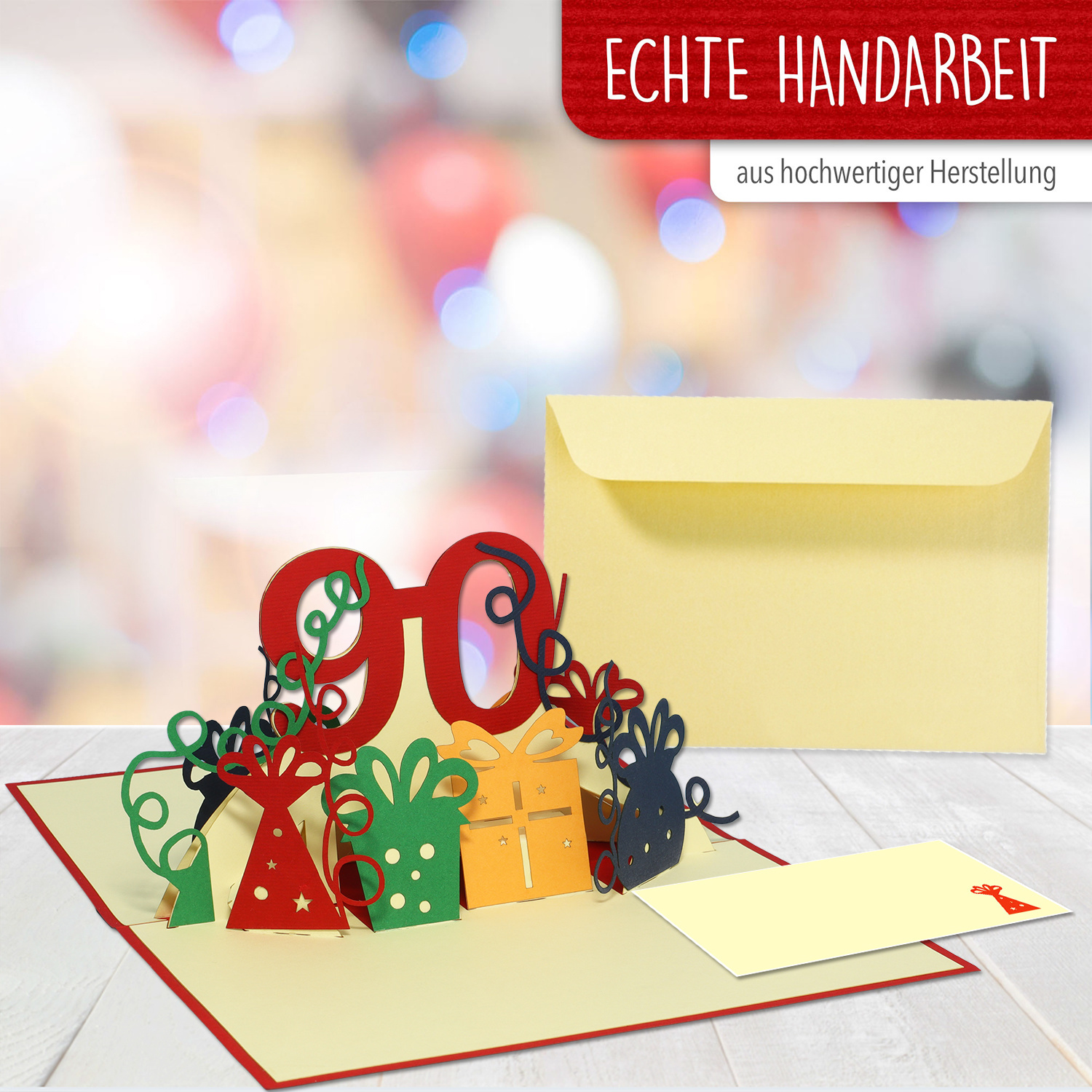 Pop Up 3D Karte, Geburtstagskarte, Glückwunsch karte Gutschein, 90.Geburtstag, N232