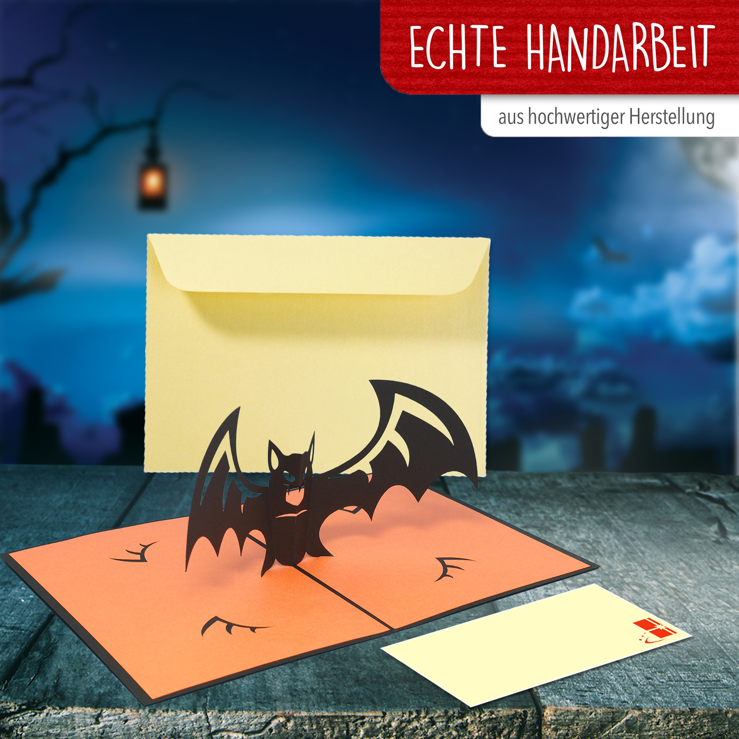 LINPOPUP Pop Up 3D Karte, Geburtstagskarte, Glückwunsch karte, Halloween, Fledermaus, LIN17216, LINPopUp®, N140