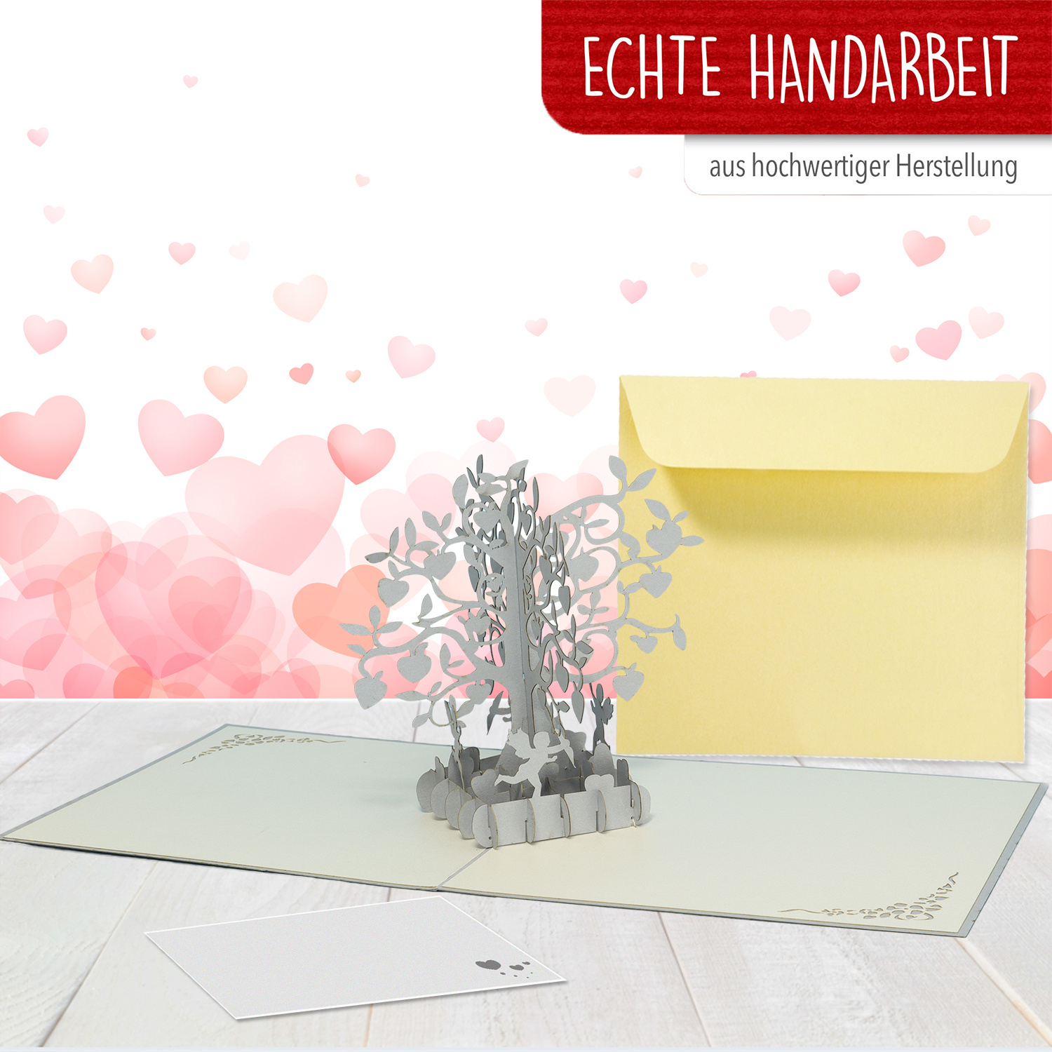 LINPOPUP Pop Up 3D Karte, Hochzeitseinladung, Hochzeitskarte Silberhochzeit, Baum, LINPopUp®, N86