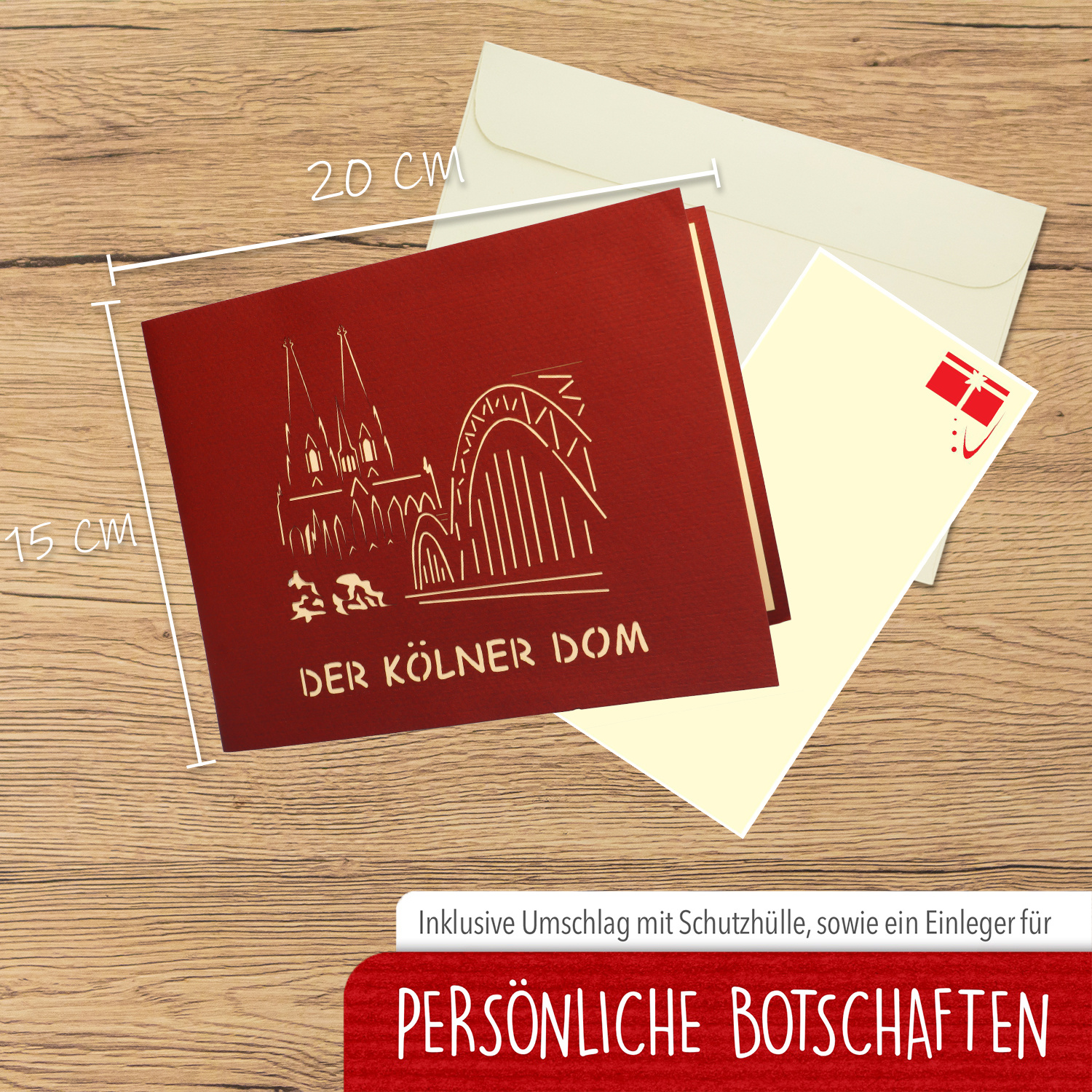 LINPOPUP Pop Up 3D Card, Greeting Card, Travel Voucher, Cologne Cathedral, LIN17333, LINPopUp®, N169