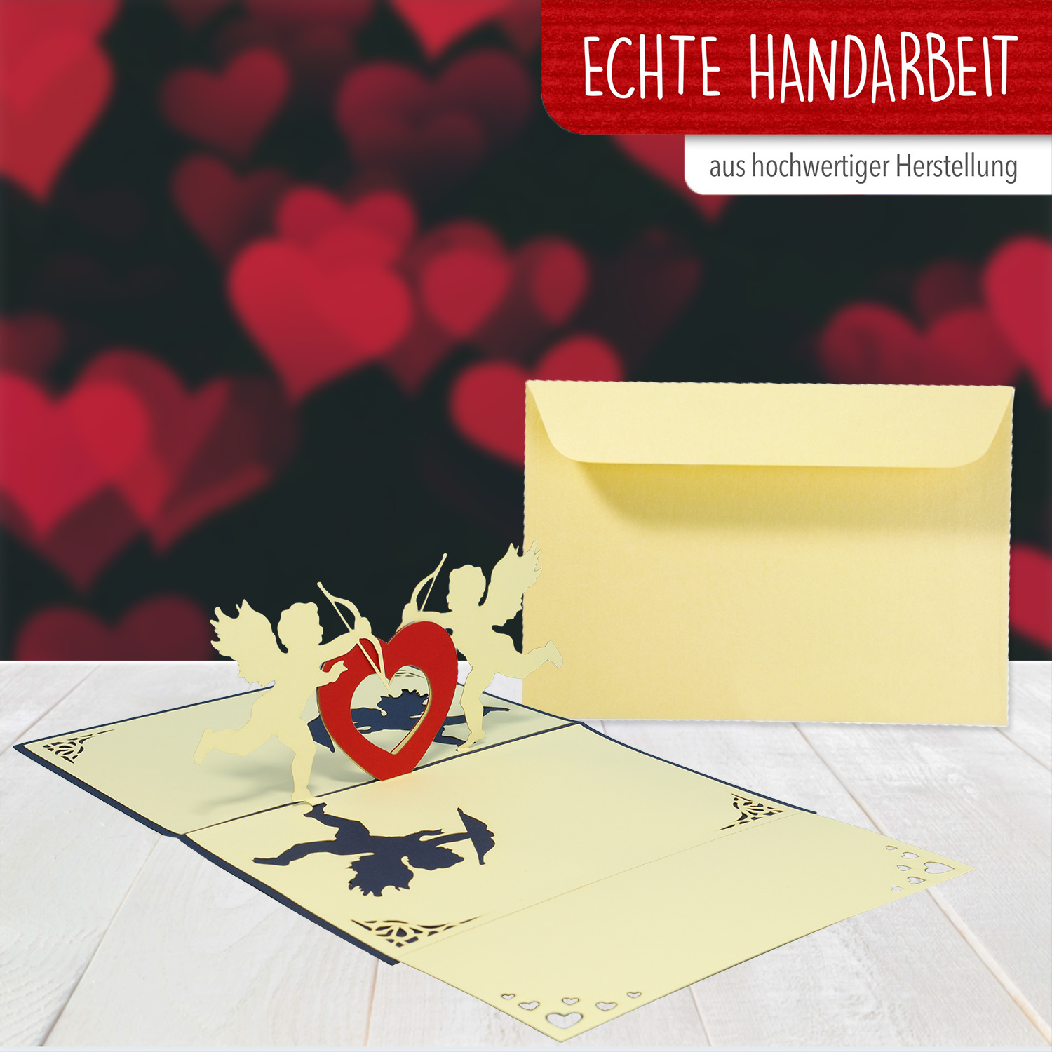 Pop Up 3D Card, Valentine's Day Card, Wedding Invitation, Wedding Card, Cupid, LINPopUp®, N66