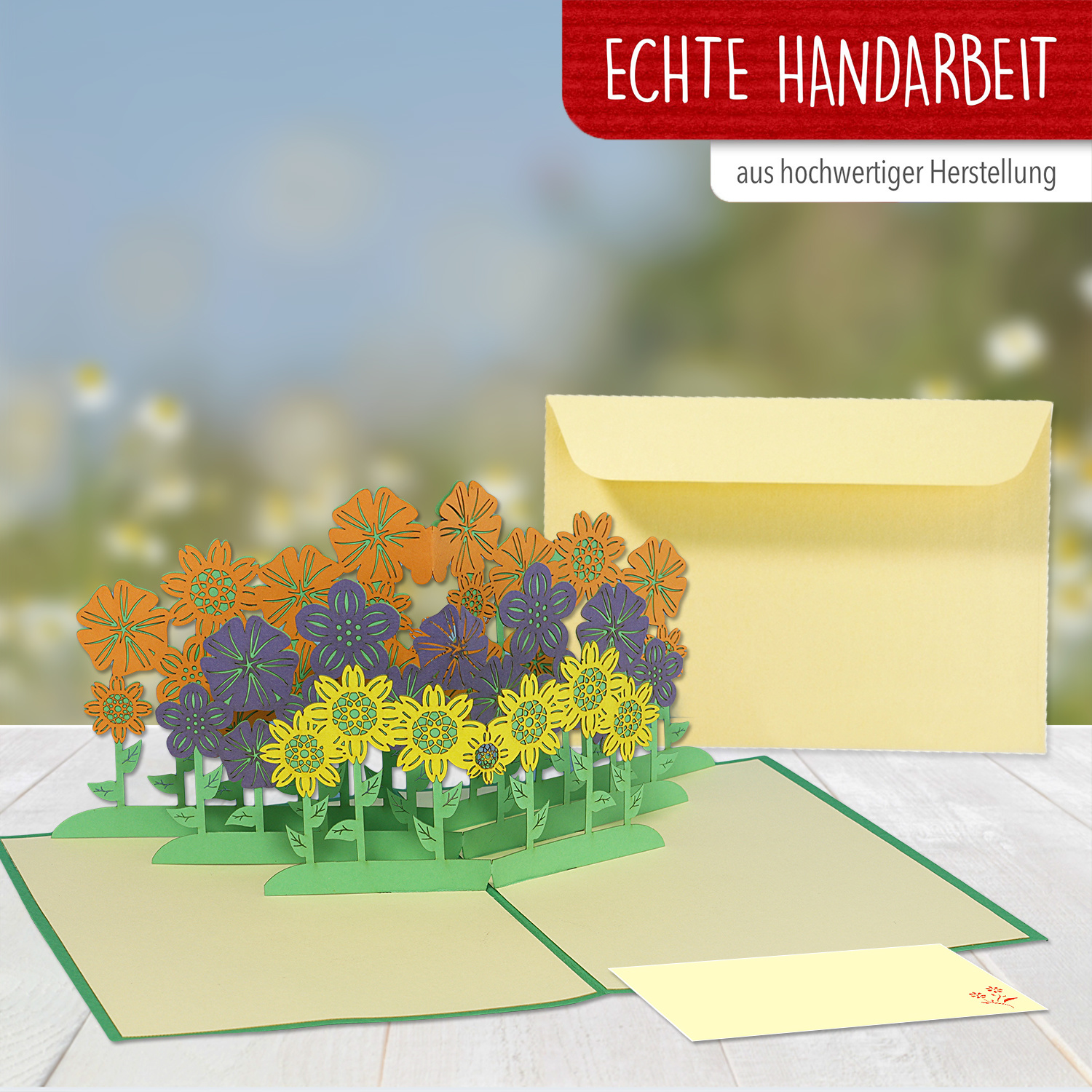 LINPOPUP Pop Up 3D Karte, Geburtstagskarte, Glückwunschkarte Muttertag, Blumenwiese, LIN17376, LINPopUp®, N249