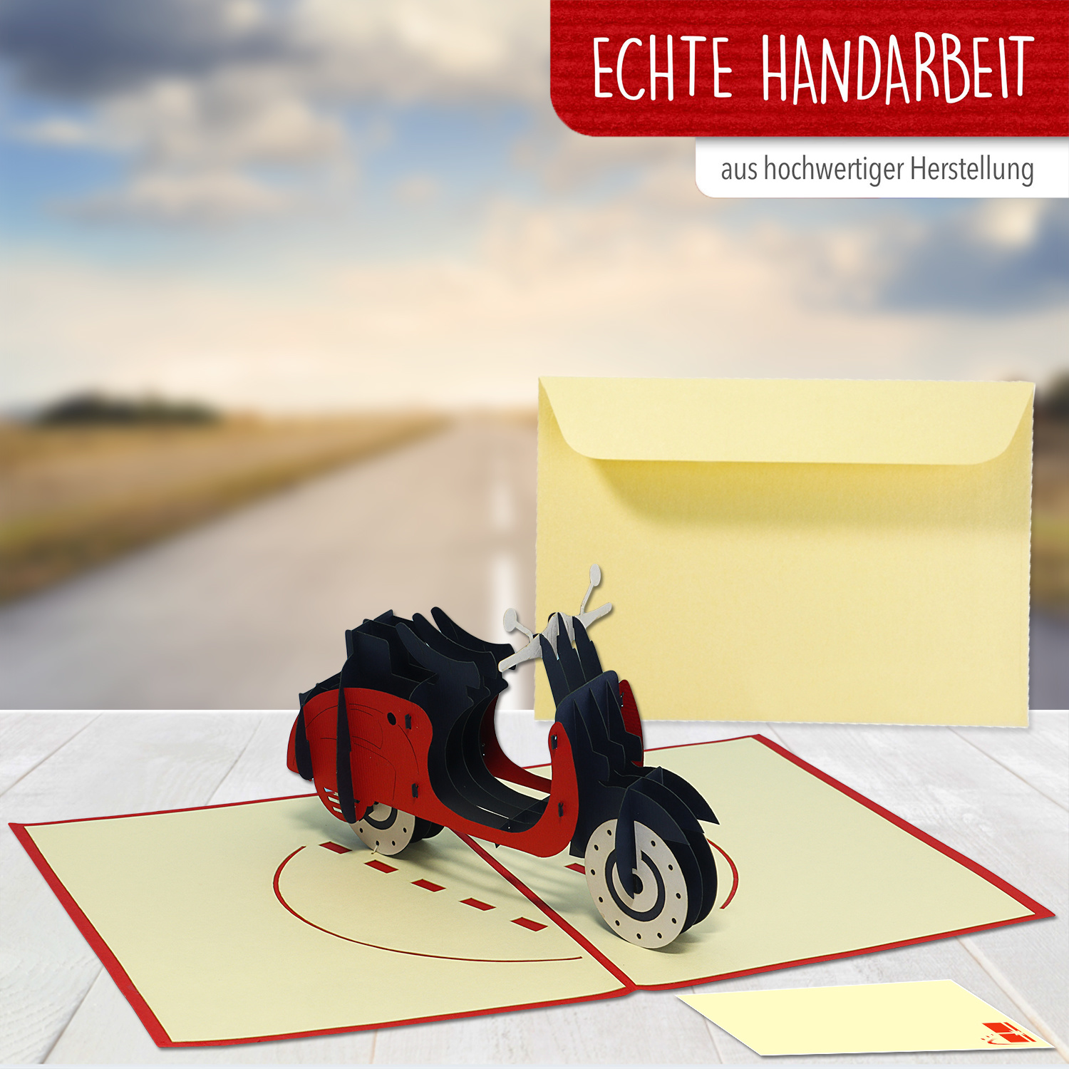 LINPOPUP Pop Up 3D Karte, Geburtstagskarte, Glückwunsch karte, Gutschein, Vespa, Motorroller, Roller, LIN17380, LINPopUp®, N253