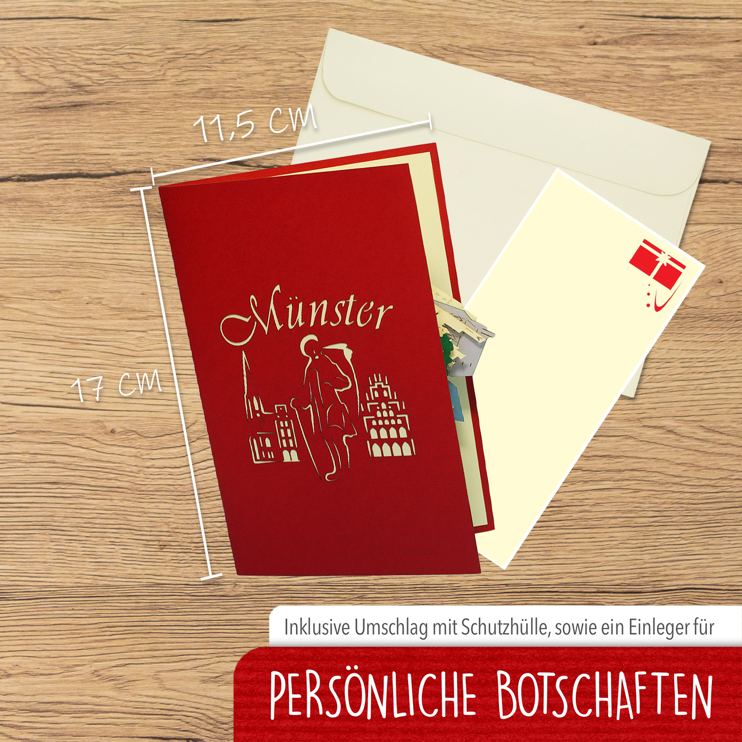 LINPOPUP Pop Up 3D Card, Birthday Card, Greeting Card, Travel Voucher, Münster, LIN17540, LINPopUp®, N294