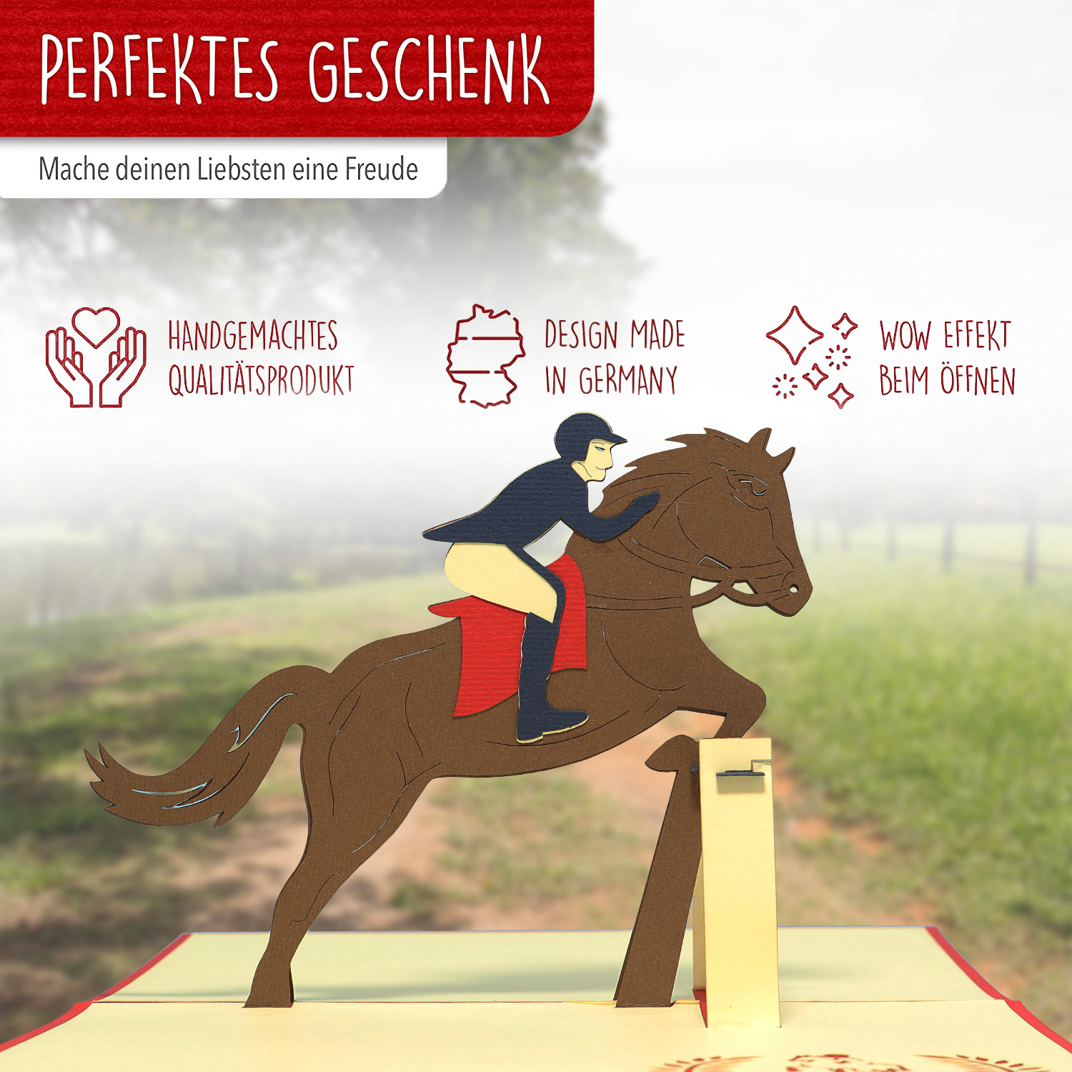 LINPOPUP Pop Up 3D Karte, Geburtstagskarte, Glückwunschkarte, Reitsport, Pferde, Reiter, Reiten, LIN17510, LINPopUp®, N273