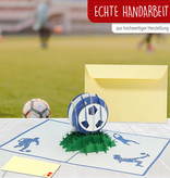 LINPOPUP Pop Up Card Football - Blue White, 3D Football Greeting Cards, Schalke, Hamburg, Football Card Schalke, LIN17550, LINPopUp®, N306
