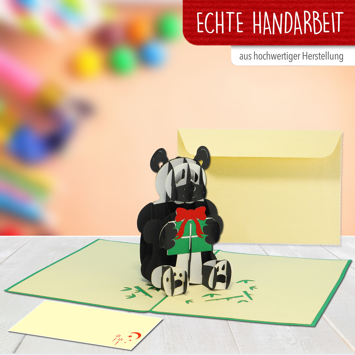 LINPOPUP Pop Up 3D Karte, Geburtstagskarte, Tier Karte, Gutschein, Panda, LIN17566, LINPopUp®, N317