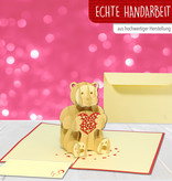 LINPOPUP Pop Up 3D Card, Birthday Card, Love, Valentine Card, Greeting Card, Animal Card, Gift Certificate, Heart, Bear, LIN17567, LINPopUp®, N318