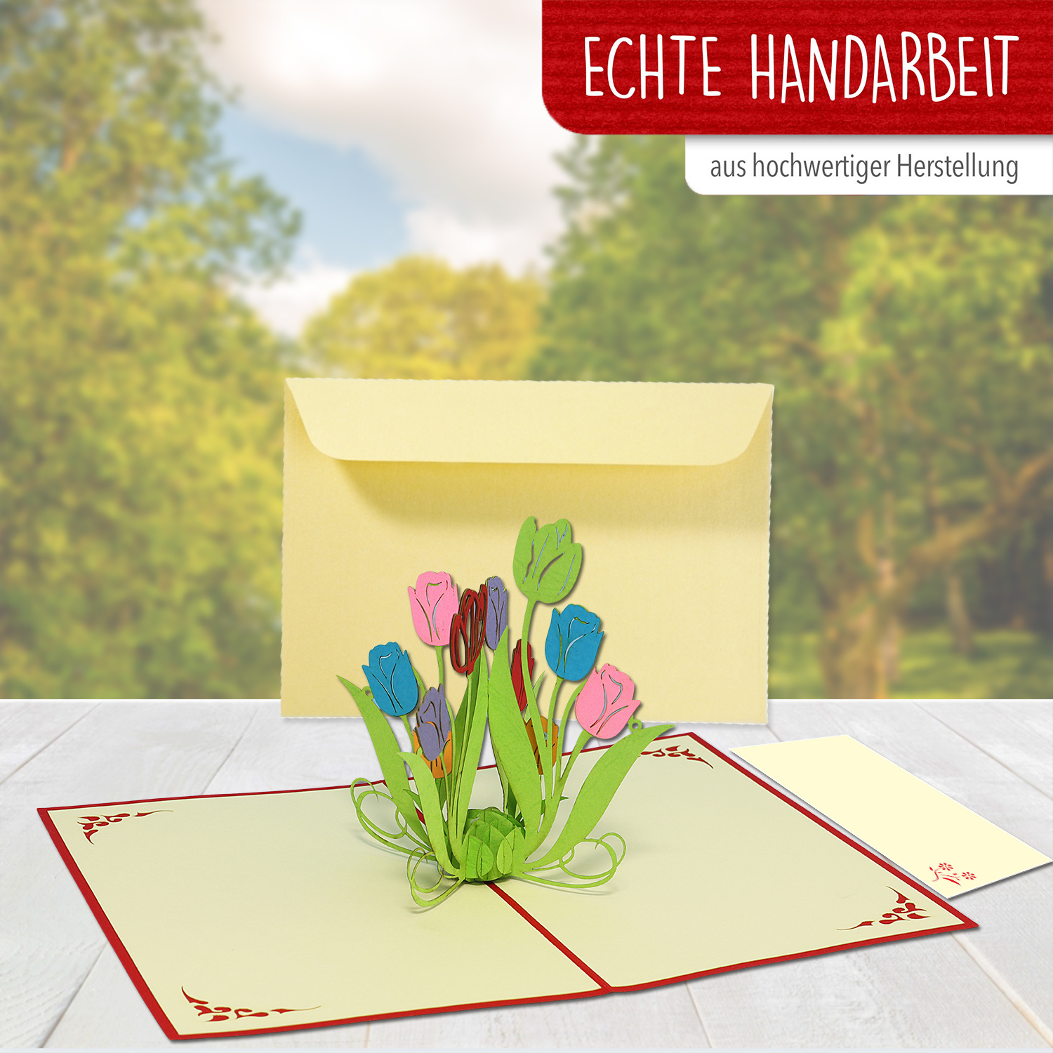 LINPOPUP Pop Up 3D Card, Birthday Card, Greeting Card Mother's Day, Tulips, LIN17578, LINPopUp®, N337