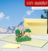 LINPOPUP 3D Pop Up Greeting card, Congratulations, Travel Voucher, Hiking Voucher, Hiker and Stag, LIN17649, LINPopUp®, N377