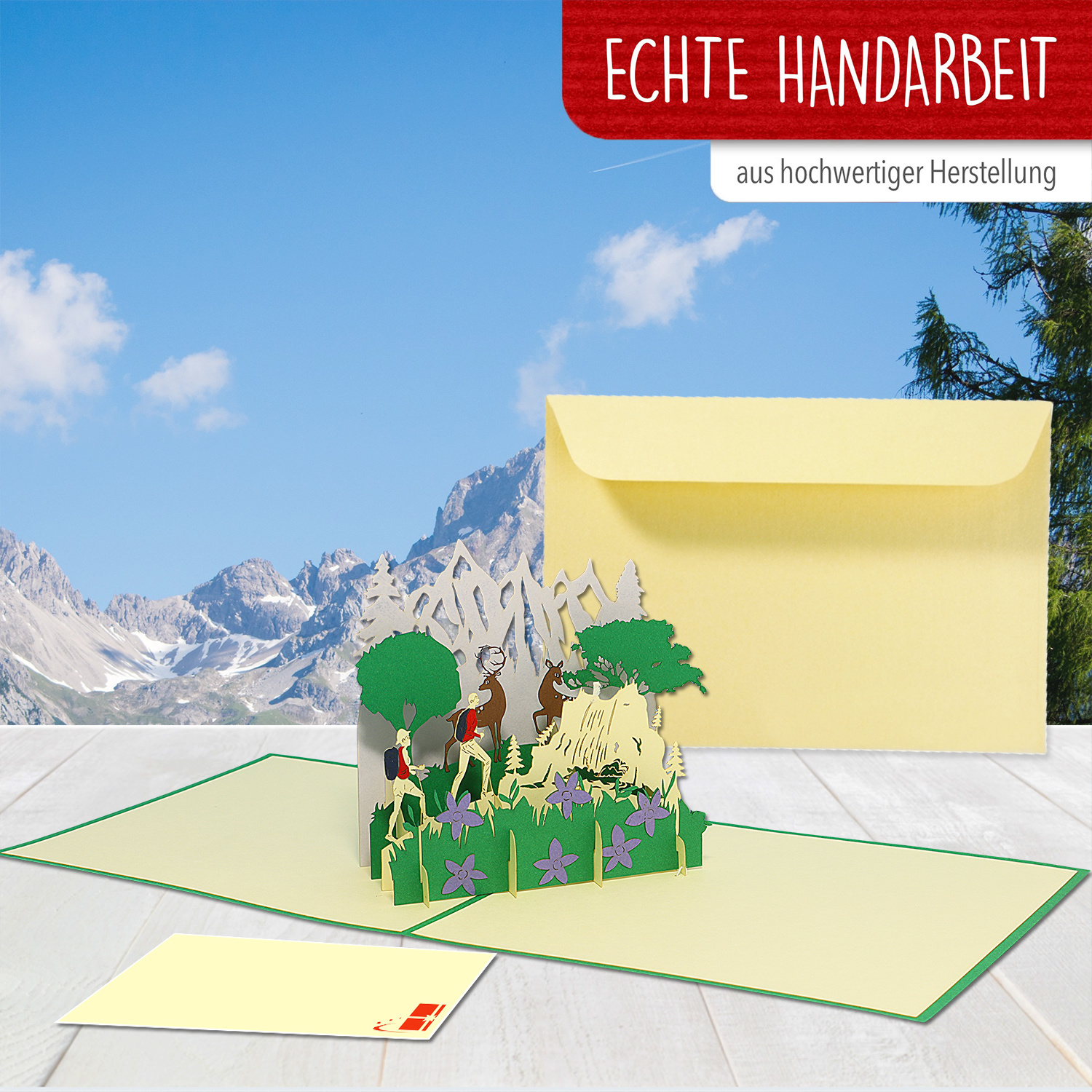 LINPOPUP POP UP Karten, Karten wandeln Berge, 3D Grußkarten, 3D Karte Berg, Klappkarte Geburtstagskarte Jäger, Reisegutschein, Berg, Bergwandeln, Wandergutschein, LIN17649, LINPopUp®, N377