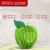 LINPOPUP POP UP cards, 3D cards, get well soon, 3D greeting cards apple, 3D card folded card birthday card, green apple, LIN17650, LINPopUp®, N378