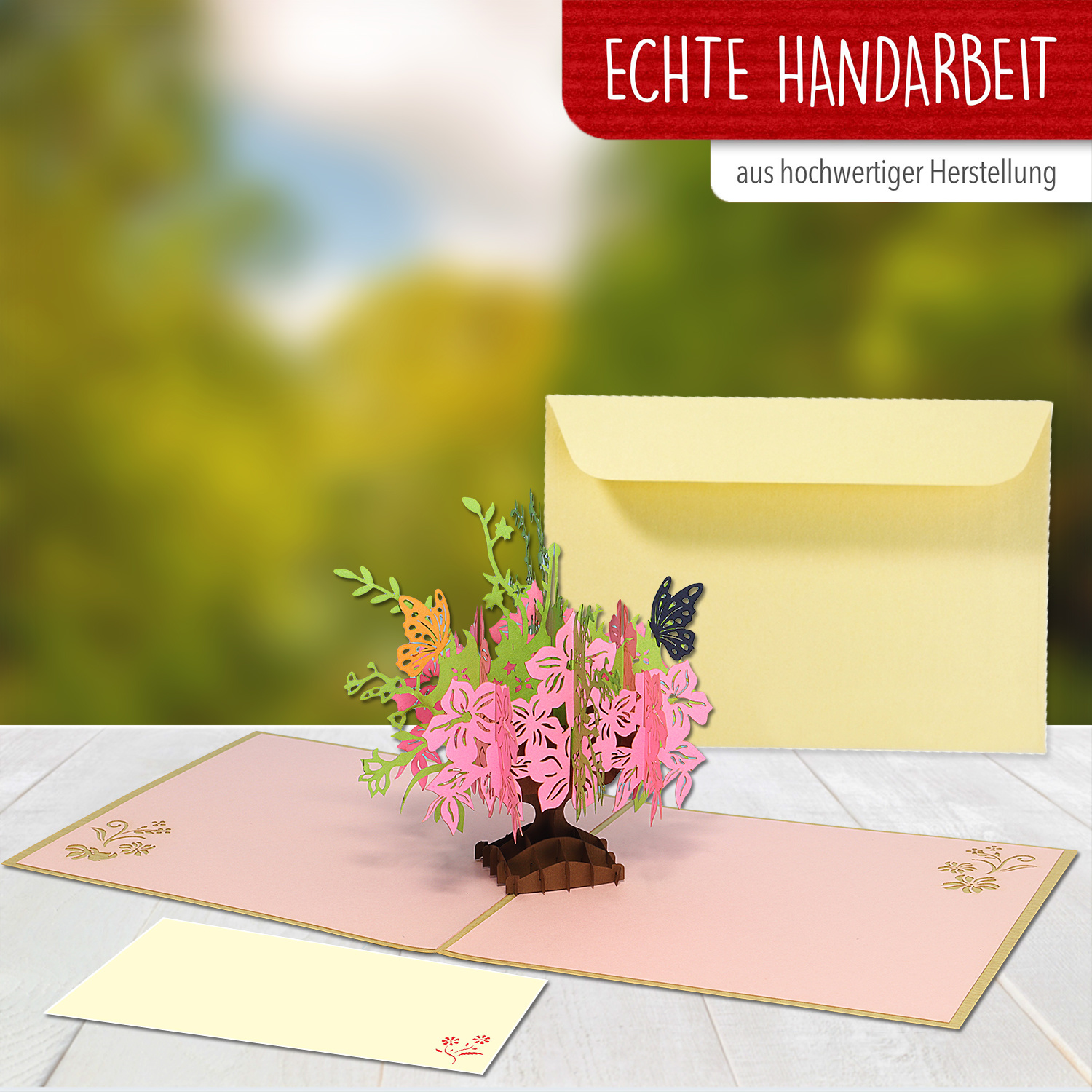 LINPOPUP 3D Pop Up Greeting Card, Best Wishes, Birthday, Mother's Day, Thank You, Good Luck, Flowers, Pink Flowers in a Vase, LIN17652, LINPopUp®, N379