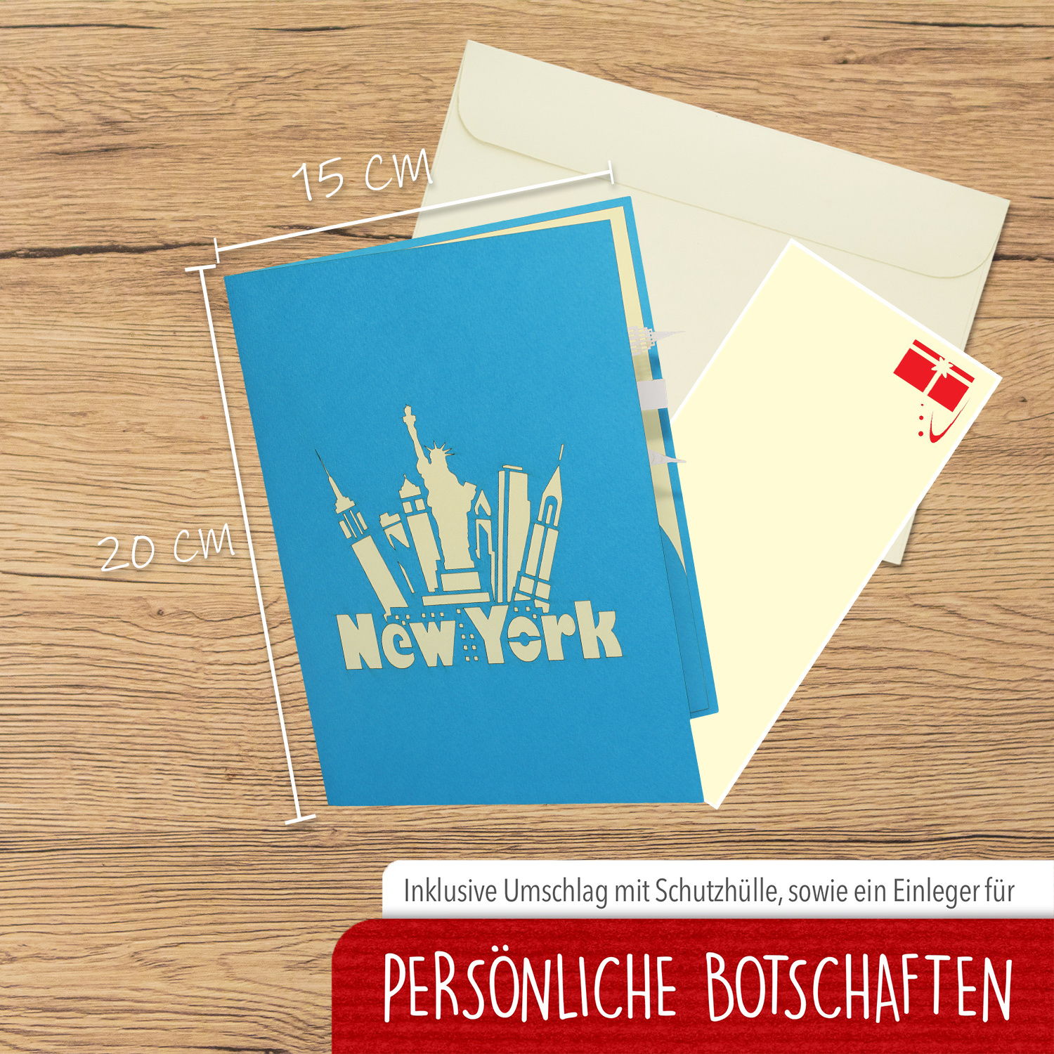 LINPOPUP Pop Up 3D Card, Birthday Card, Greeting Card, Travel Voucher, New York USA, LIN17604, LINPopUp®, N717