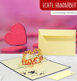 Pop Up 3D karte, Valentinskarte, Hochzeitseinladung, Hochzeitskarte,  Herz mit Schriftzug, LINPopUp®, N56