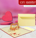 Pop Up 3D Card, Valentine's Day Card, Wedding Invitation, Wedding Card, Heart with red lettering, LINPopUp®, N57