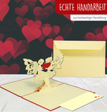 Pop Up 3D Card, Valentine's Day Card, Wedding Invitation, Wedding Card, Elves with Heart, LINPopUp®, N59